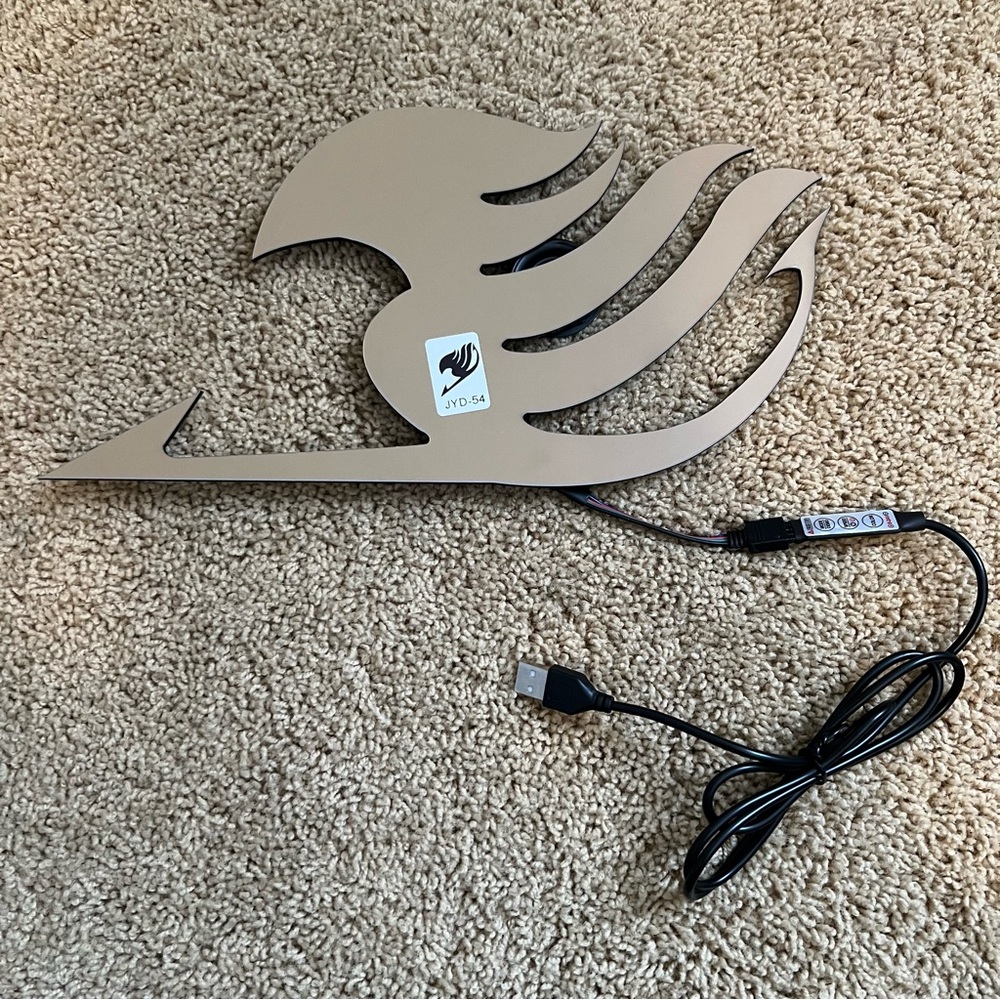 Fairy Tail Guild Logo Black Acrylic with backlit USB Color Changing LEDS